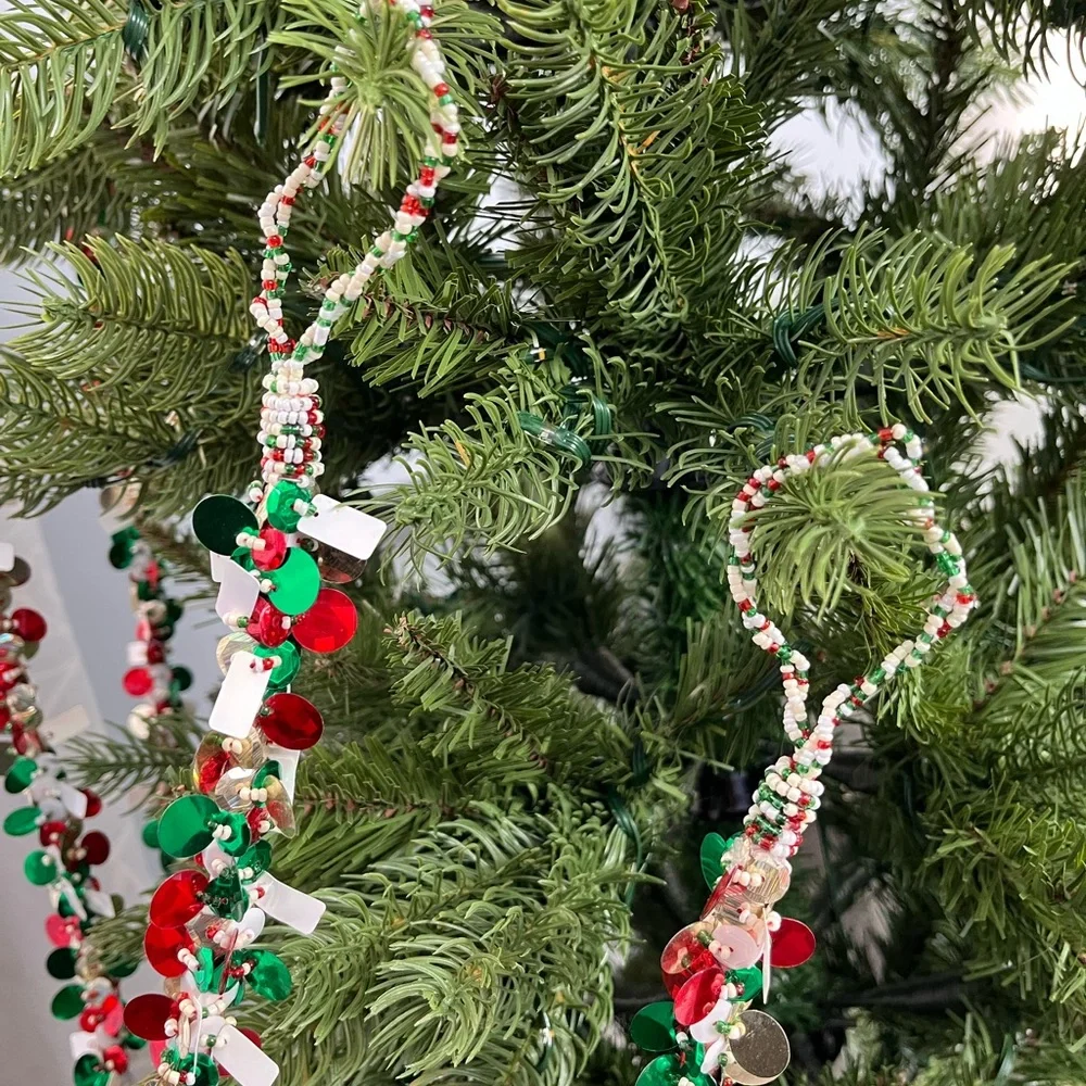 Festive Red, Green and White Holiday Garland- Peppermint Jazz